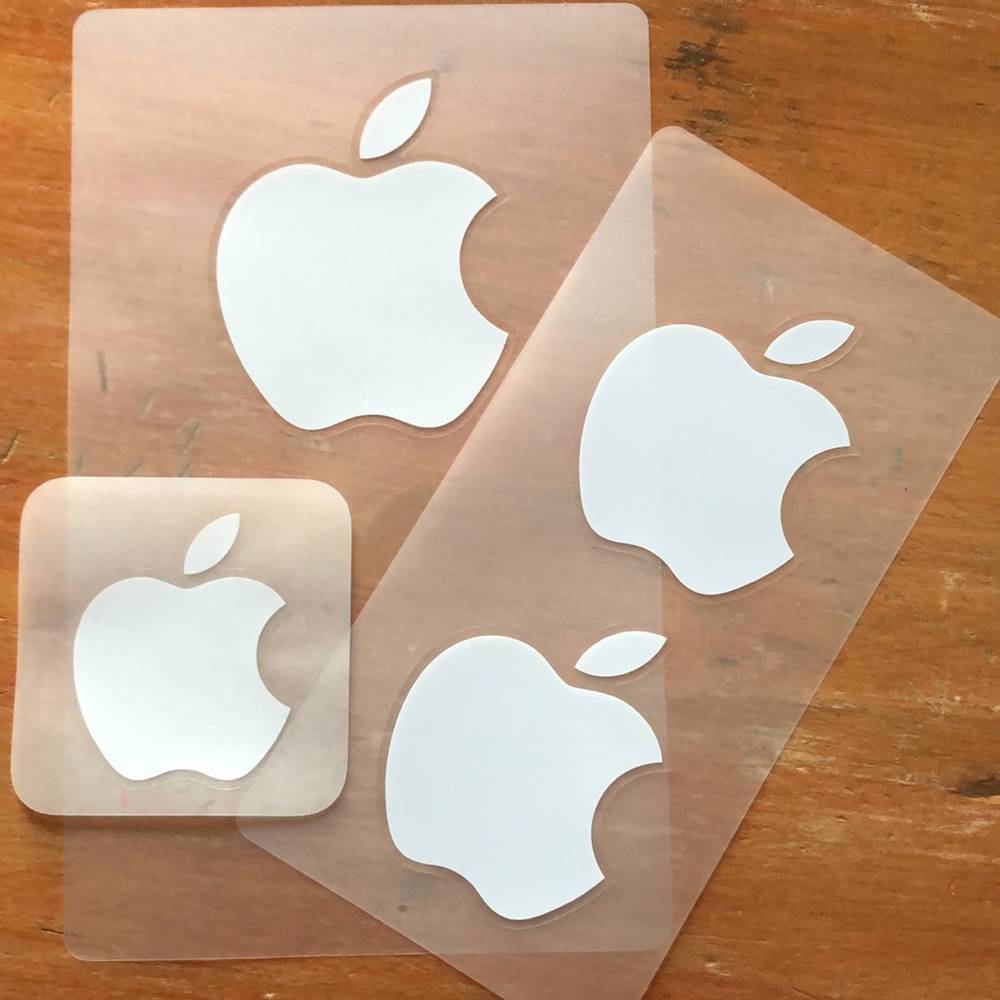 White Apple Stickers lot of 4